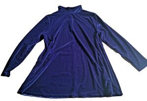 Soft Surroundings Blue Velvet Turtleneck Long Sleeve Dress Sz XL